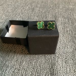 18 carat gold green clover earrings